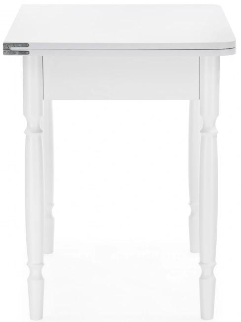 Кухонный раздвижной стол Брентон с ящиком, 60(120)x79x75, белый глянец