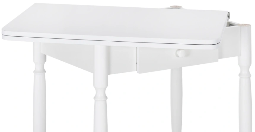 Кухонный раздвижной стол Брентон с ящиком, 60(120)x79x75, белый глянец