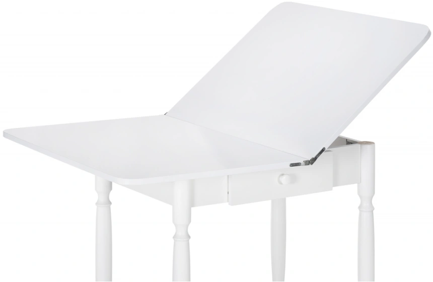 Кухонный раздвижной стол Брентон с ящиком, 60(120)x79x75, белый глянец