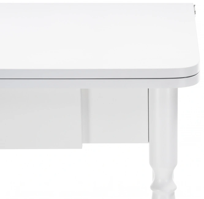 Кухонный раздвижной стол Брентон с ящиком, 60(120)x79x75, белый глянец