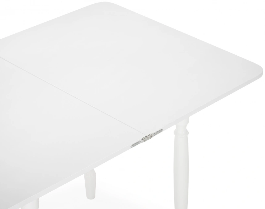 Кухонный раздвижной стол Брентон с ящиком, 60(120)x79x75, белый глянец