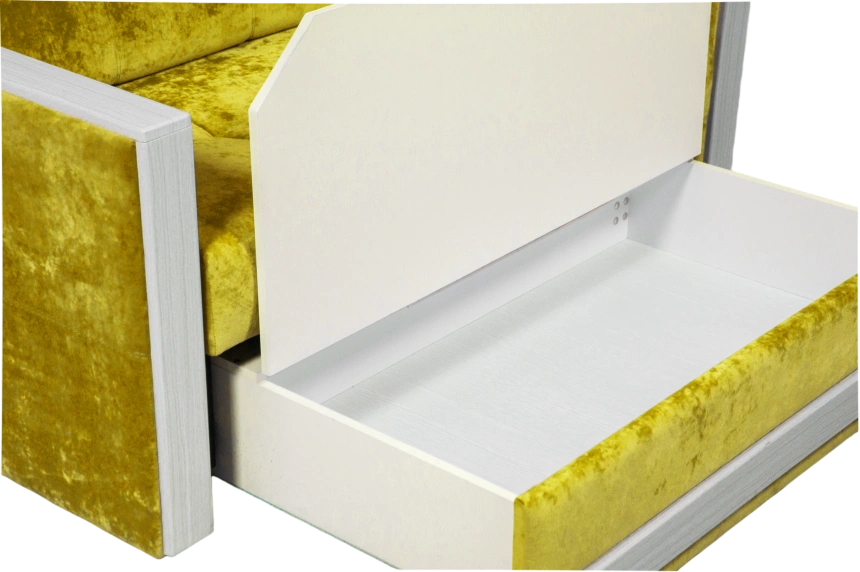 Диван прямой малый Адель 2, ткань Спарк Елов, декор Рамух белый