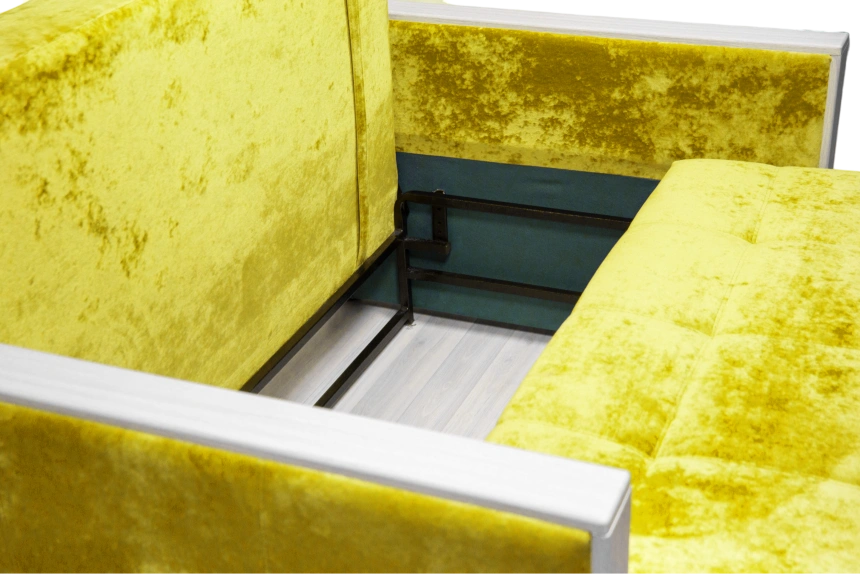 Диван прямой малый Адель 2, ткань Спарк Елов, декор Рамух белый