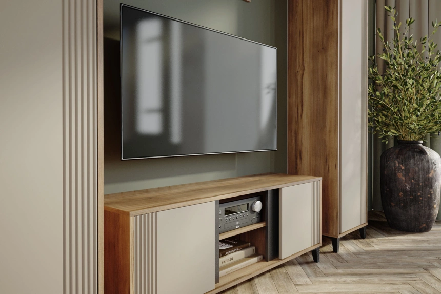 Шкаф в спальню Богемия, двухдверный, распашной, Дуб барокко / Бежевый