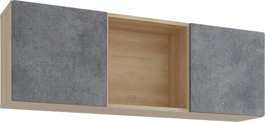 Полка навесная Киото, Дуб небраска / Бетон тёмный