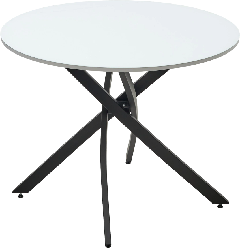 Кухонный стол Дарио D100, Белый, стекло, Черный каркас
