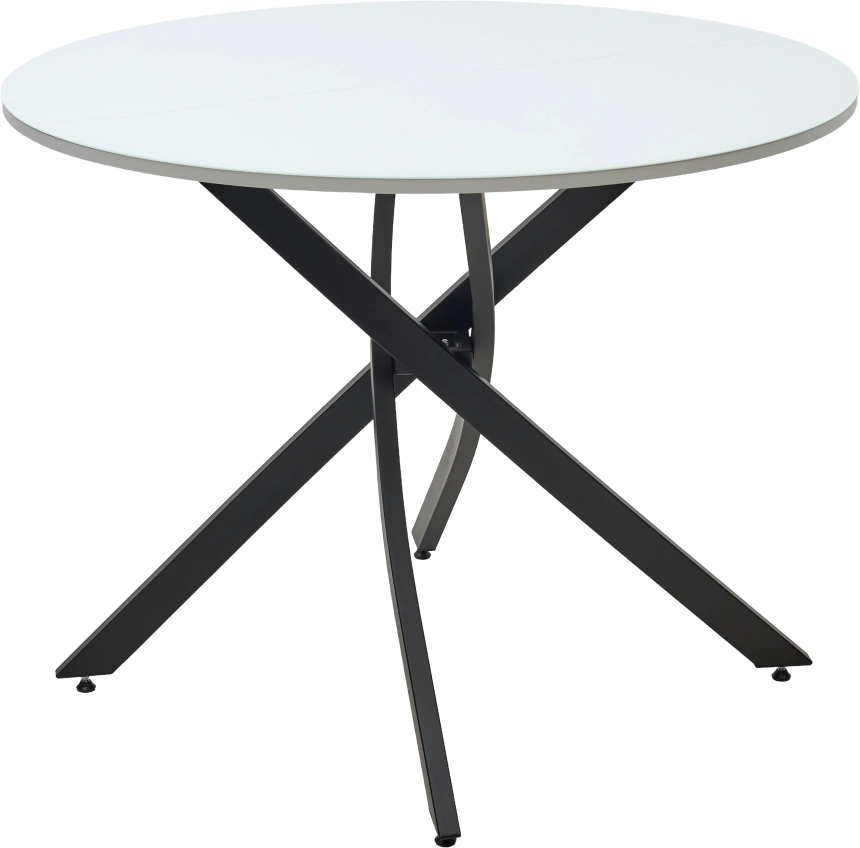 Кухонный стол Дарио D100, Белый, стекло, Черный каркас