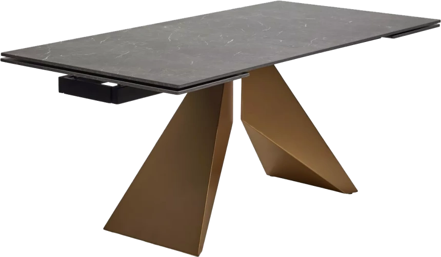 Кухонный стол раздвижной Ales 180, Black Grave Solid Ceramic керамика, металл бронза