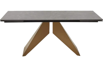 Кухонный стол раздвижной Ales 180, Black Grave Solid Ceramic керамика, металл бронза