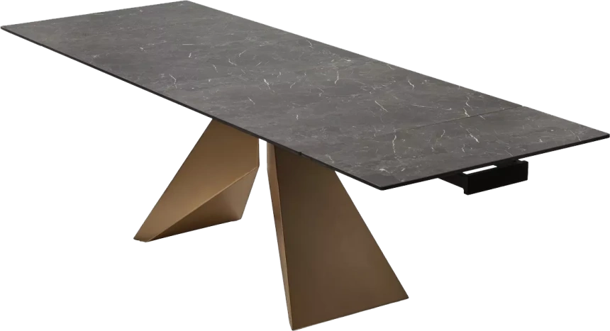 Кухонный стол раздвижной Ales 180, Black Grave Solid Ceramic керамика, металл бронза