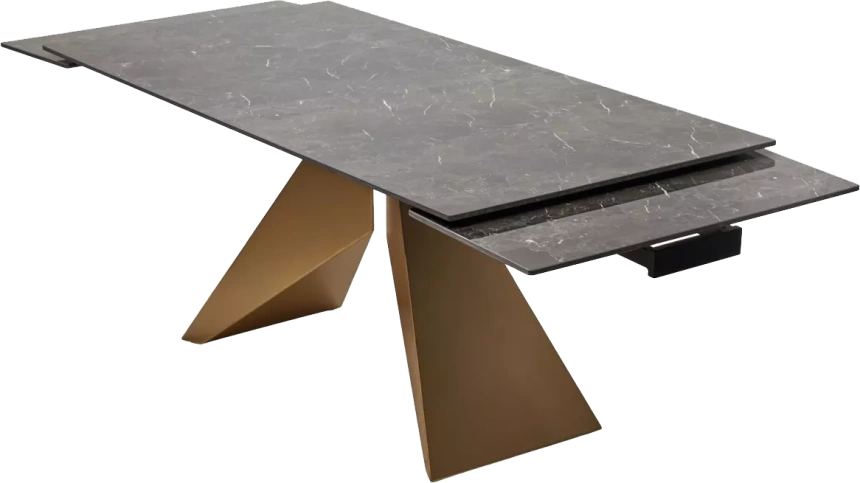 Кухонный стол раздвижной Ales 180, Black Grave Solid Ceramic керамика, металл бронза