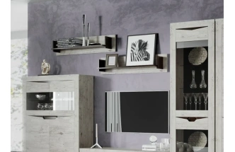 Шкаф однодверный Соренто, со стеклом, дуб бонифаций