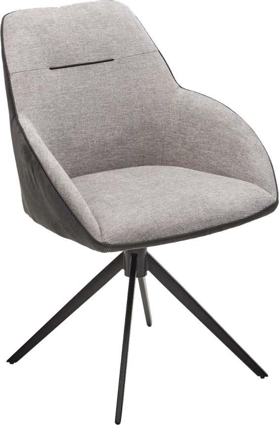 Стул Tornado, мягкий, поворотный, серый Brego-07 ткань, темно-серый Modern-454 велюр, черный каркас