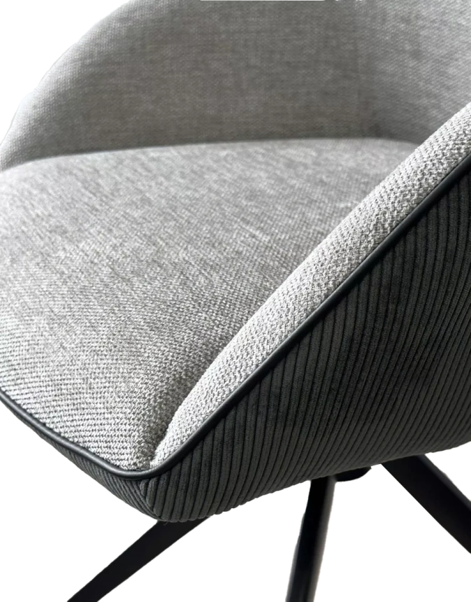 Стул Tornado, мягкий, поворотный, серый Brego-07 ткань, темно-серый Modern-454 велюр, черный каркас