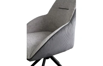 Стул Tornado, мягкий, поворотный, серый Brego-07 ткань, темно-серый Modern-454 велюр, черный каркас