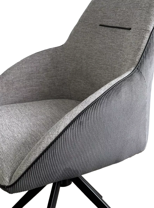 Стул Tornado, мягкий, поворотный, серый Brego-07 ткань, темно-серый Modern-454 велюр, черный каркас