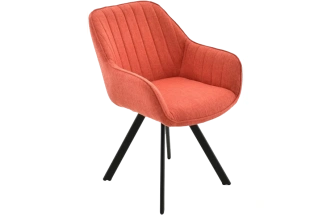 Стул Roan, с подлокотниками мягкий, красный, велюр, каркас черный
