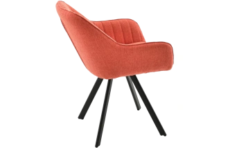 Стул Roan, с подлокотниками мягкий, красный, велюр, каркас черный