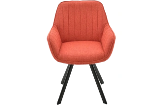 Стул Roan, с подлокотниками мягкий, красный, велюр, каркас черный