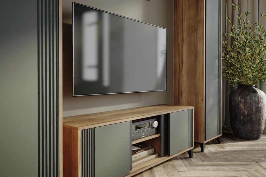 Шкаф в спальню Богемия, двухдверный, распашной, Дуб барокко / Зелёный