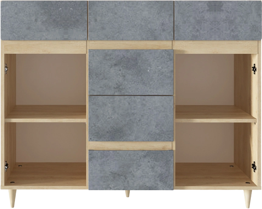 Комод Киото, Дуб небраска / Бетон тёмный