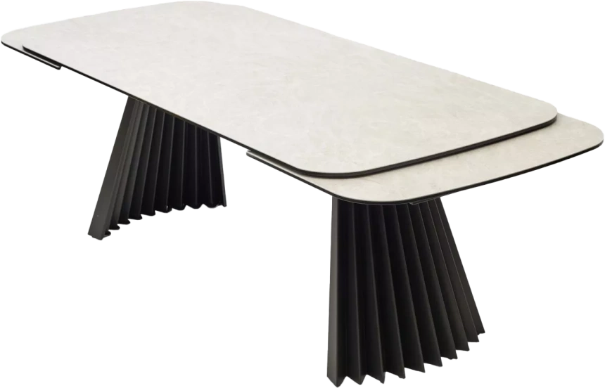 Кухонный стол раздвижной Astrid 200, TL-102 Бежевый мрамор, испанская керамика, Темно-серый каркас