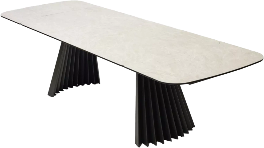 Кухонный стол раздвижной Astrid 200, TL-102 Бежевый мрамор, испанская керамика, Темно-серый каркас