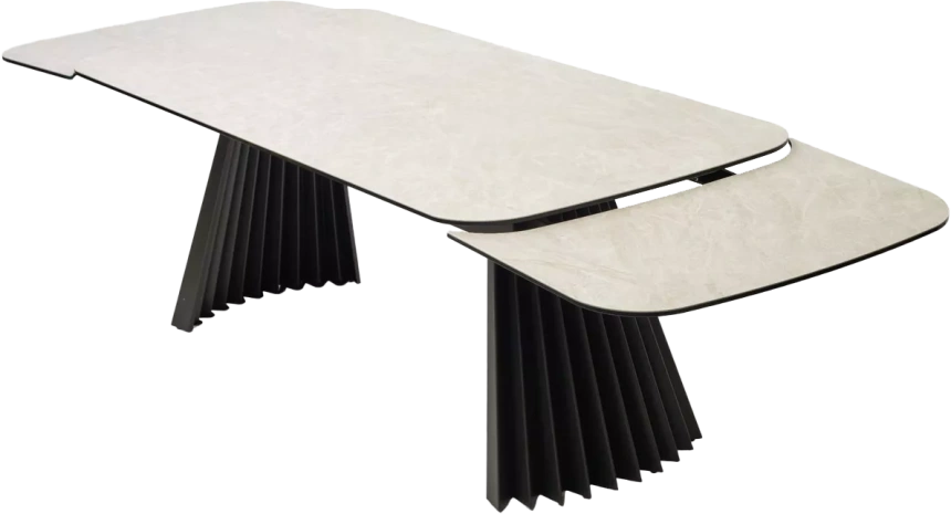 Кухонный стол раздвижной Astrid 200, TL-102 Бежевый мрамор, испанская керамика, Темно-серый каркас
