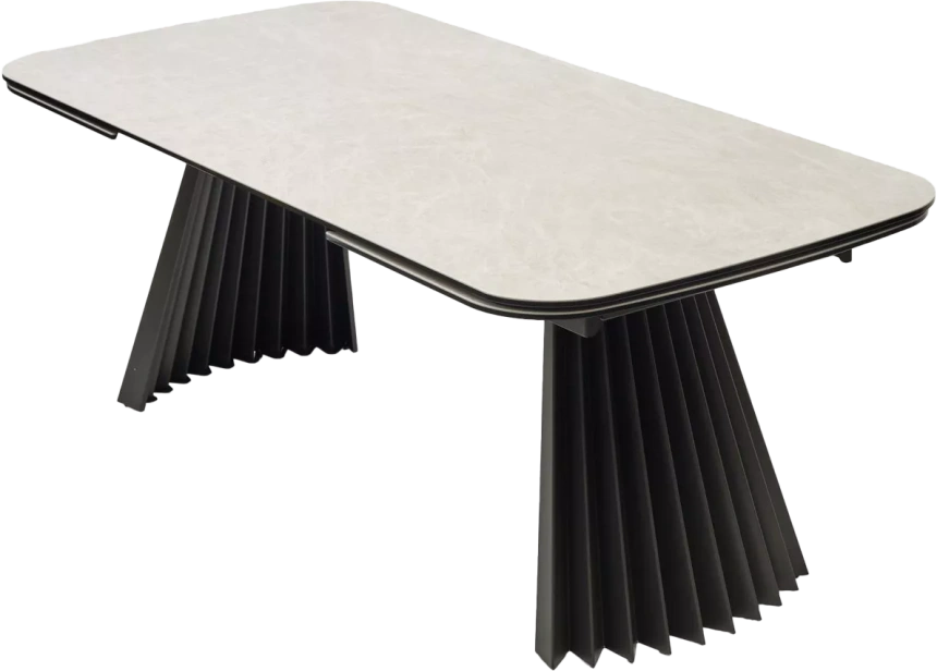 Кухонный стол раздвижной Astrid 200, TL-102 Бежевый мрамор, испанская керамика, Темно-серый каркас