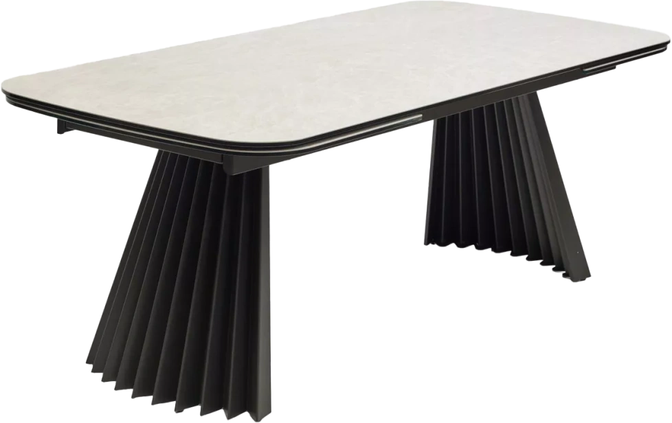 Кухонный стол раздвижной Astrid 200, TL-102 Бежевый мрамор, испанская керамика, Темно-серый каркас