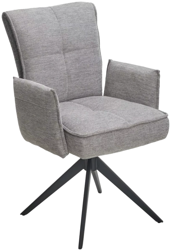 Стул Ponce, мягкий, поворотный, Brego-07 серый ткань, XD841-16 Серый букле, черный каркас