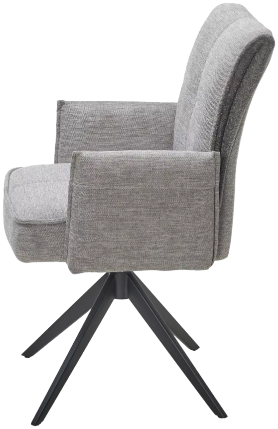 Стул Ponce, мягкий, поворотный, Brego-07 серый ткань, XD841-16 Серый букле, черный каркас