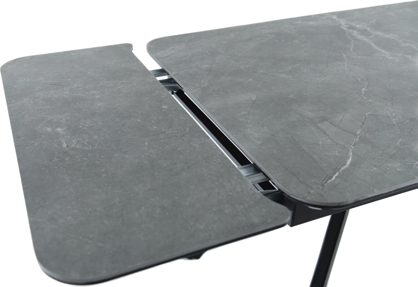 Кухонный обеденный стол Leon, раздвижной, серый 120-184 см., Bayona Grey Natural, каркас черный 