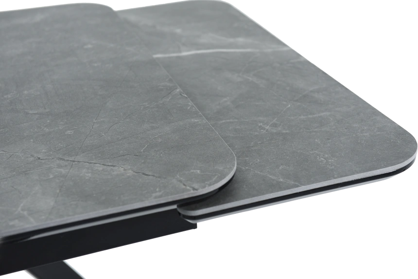 Кухонный обеденный стол Leon, раздвижной, серый 120-184 см., Bayona Grey Natural, каркас черный 