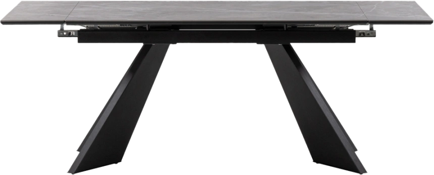 Кухонный стол раздвижной Ливи, 140(200), керамика, серый мрамор, каркас черный