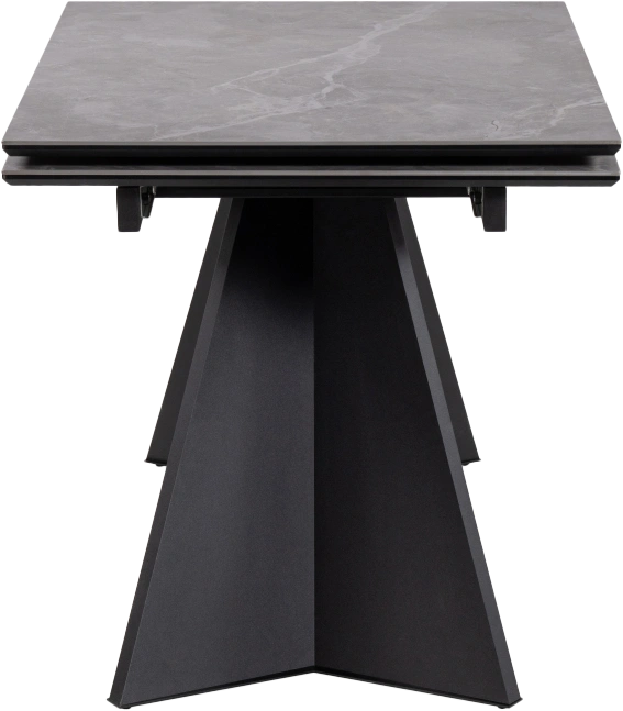 Кухонный стол раздвижной Ливи, 140(200), керамика, серый мрамор, каркас черный