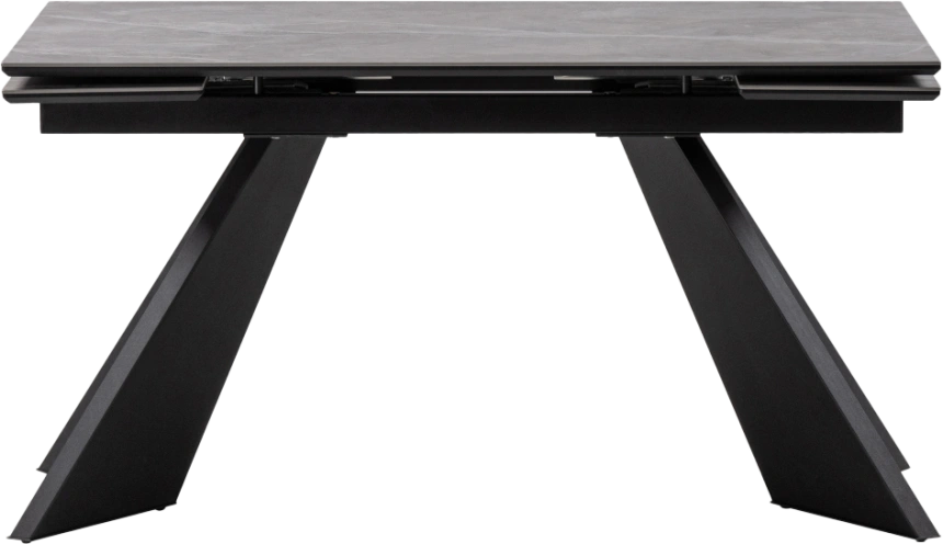 Кухонный стол раздвижной Ливи, 140(200), керамика, серый мрамор, каркас черный