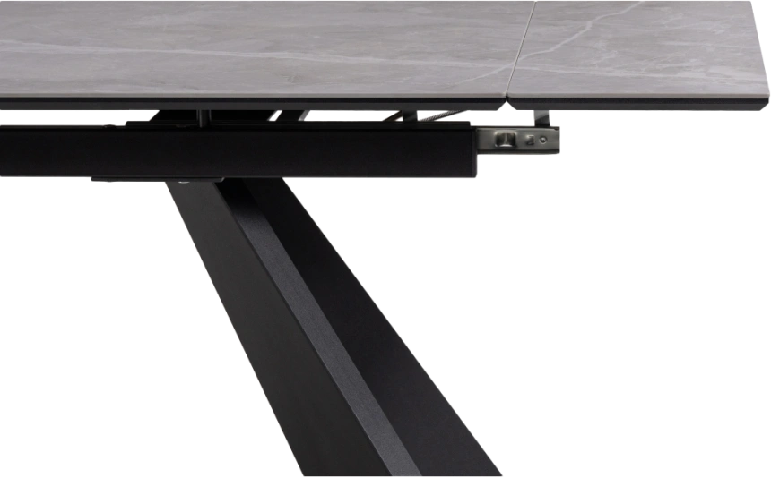 Кухонный стол раздвижной Ливи, 140(200), керамика, серый мрамор, каркас черный