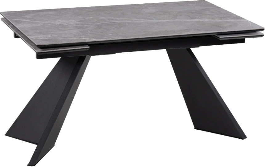 Кухонный стол раздвижной Ливи, 140(200), керамика, серый мрамор, каркас черный