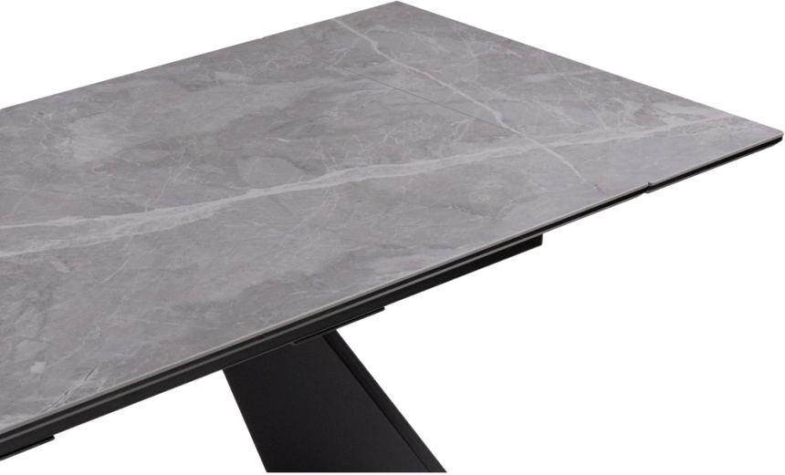 Кухонный стол раздвижной Ливи, 140(200), керамика, серый мрамор, каркас черный