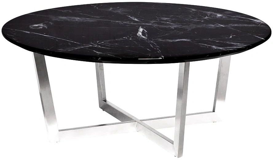 Журнальный стол Nero, 100x100x40.6, МДФ с полимерным покрытием, черный мрамор / хром