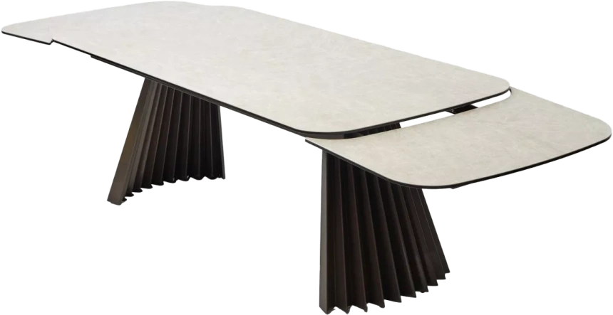 Кухонный стол раздвижной Astrid 200, TL-102 Бежевый мрамор, испанская керамика, Шоколадное золото каркас