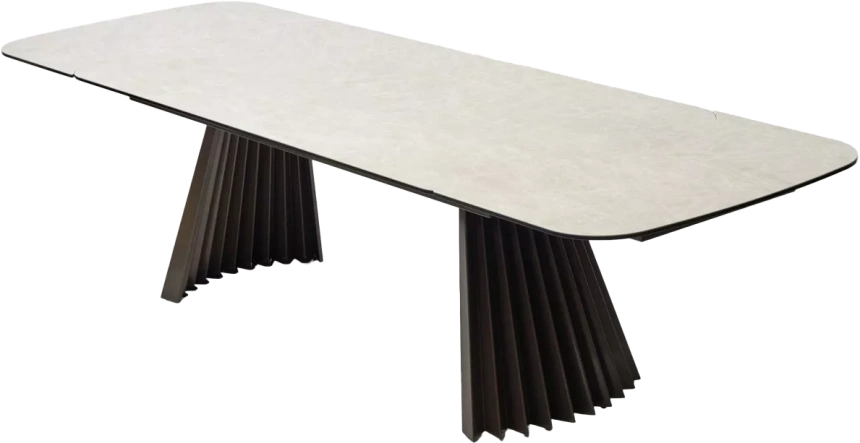 Кухонный стол раздвижной Astrid 200, TL-102 Бежевый мрамор, испанская керамика, Шоколадное золото каркас