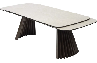 Кухонный стол раздвижной Astrid 200, TL-102 Бежевый мрамор, испанская керамика, Шоколадное золото каркас