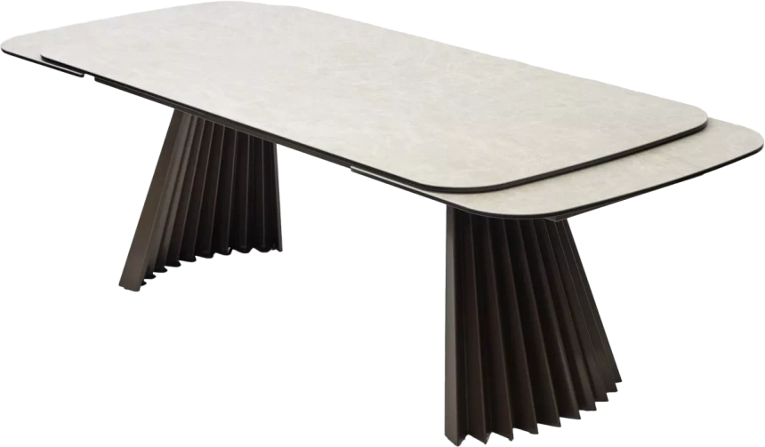 Кухонный стол раздвижной Astrid 200, TL-102 Бежевый мрамор, испанская керамика, Шоколадное золото каркас