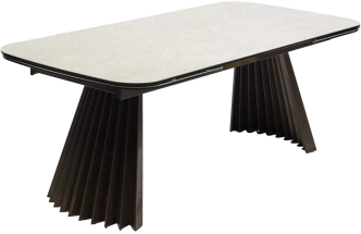 Кухонный стол раздвижной Astrid 200, TL-102 Бежевый мрамор, испанская керамика, Шоколадное золото каркас