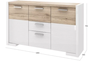 Комод Венето, 126x35, Дуб санремо / Белый