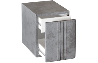 Тумба прикроватная Севилья, мягкая, с ящиками, велюр, тиффани серый