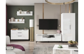 Шкаф двухстворчатый Иадама, белый / белый глянец