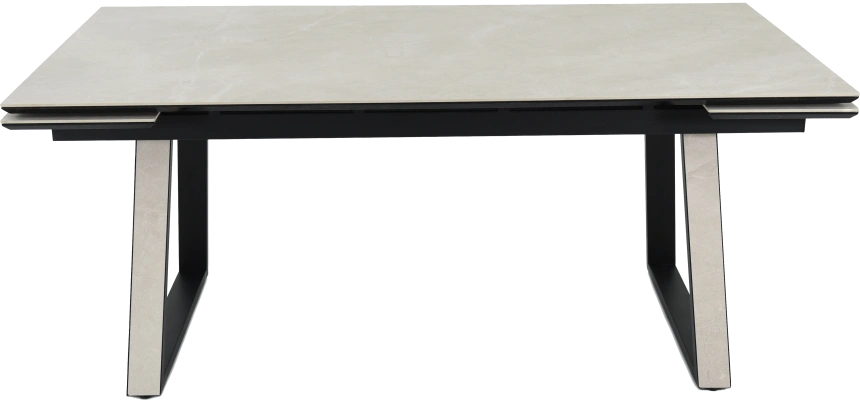 Кухонный обеденный стол Monaco, раздвижной 180, айвори Quadro Bayona ivory natural, каркас черный